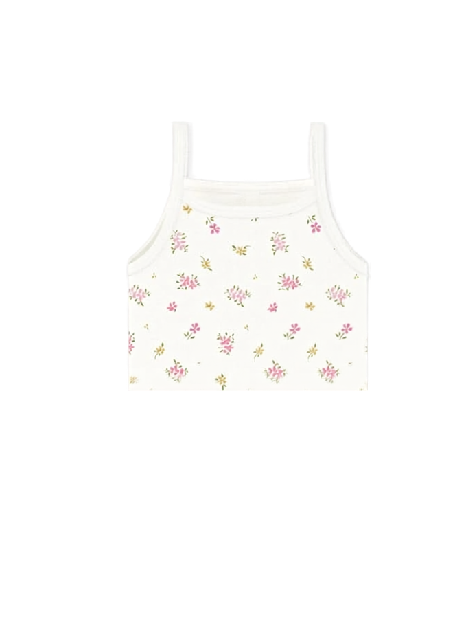 Undertrøje med stropper - lyserøde blomster