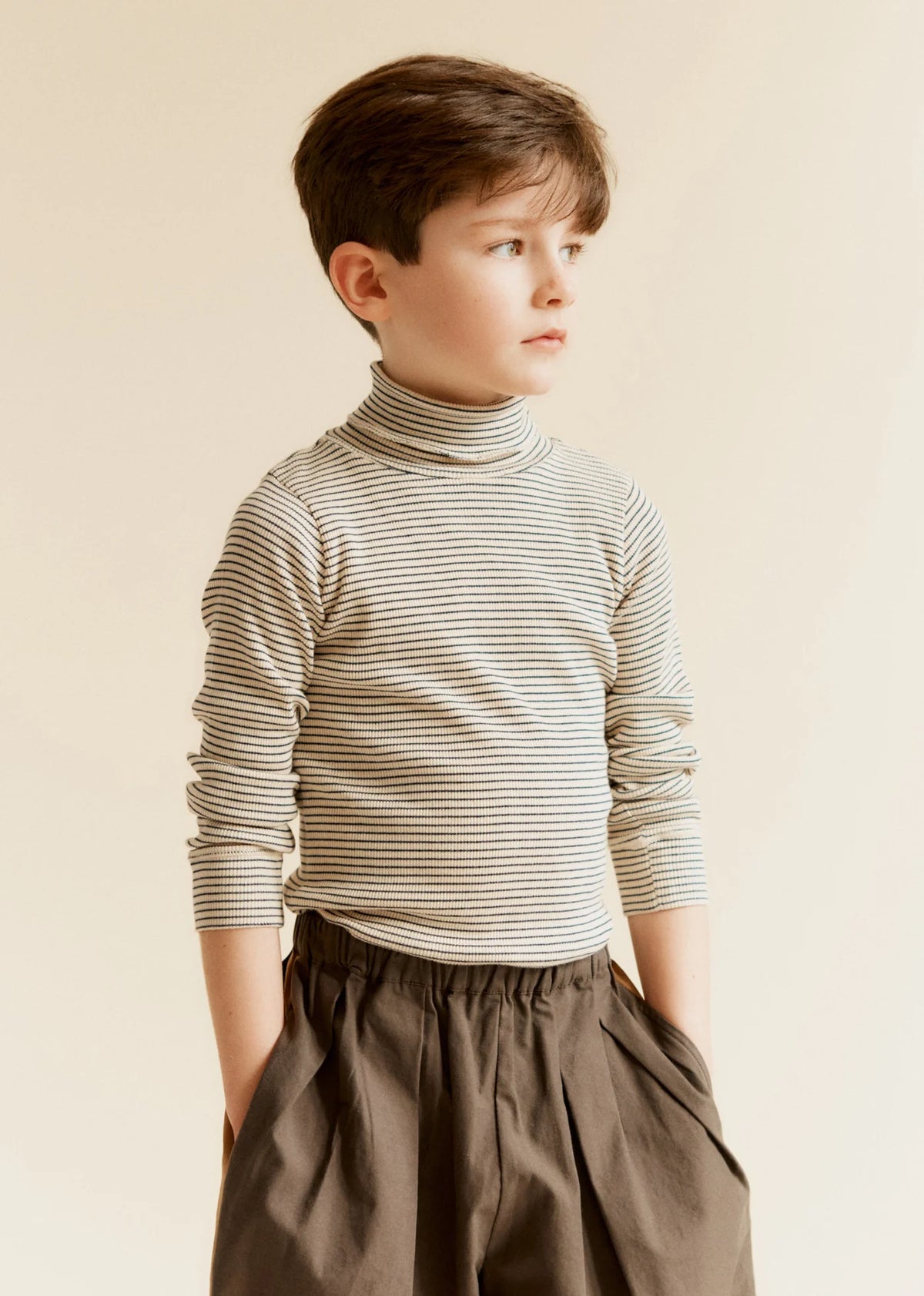 Claro Rullekrave i Navy / Cream Stripe fra CARAMEL