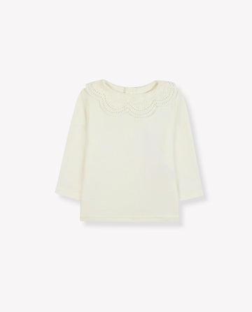 Lace-Collar Rib T-shirt