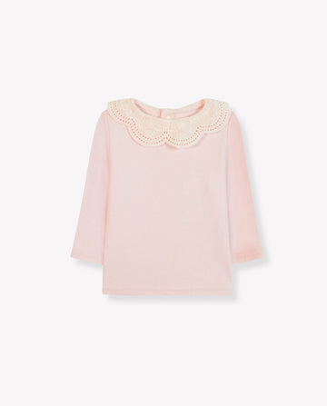 Lace-Collar Rib T-shirt
