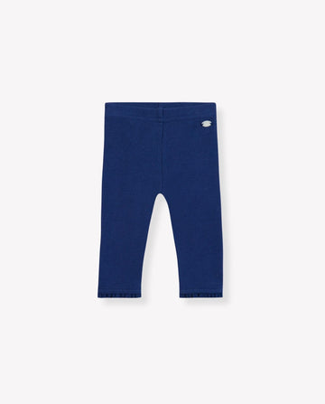 Navy Ribbed Lace Leggings