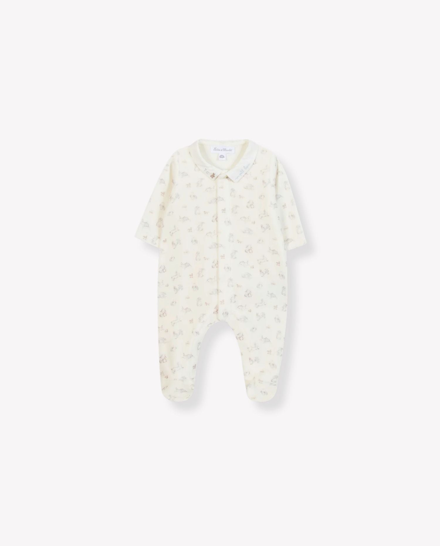 Rabbit Embroidered Velour Pyjama - CO LABEL