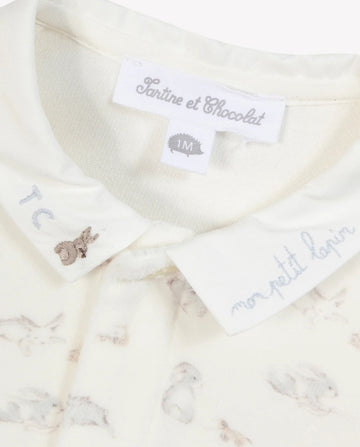 Rabbit Embroidered Velour Pyjama