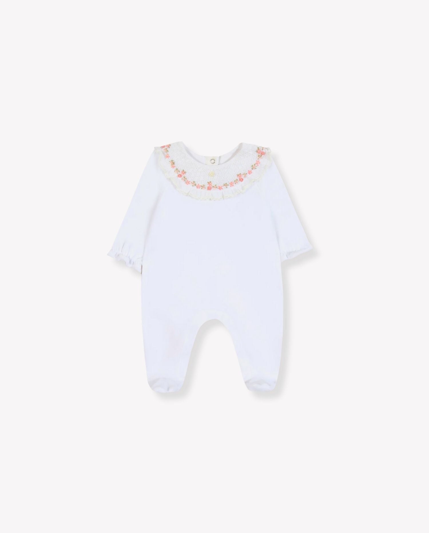 Floral-Embroidered Collar Pyjama