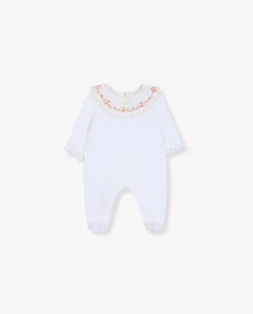Floral-Embroidered Collar Pyjama