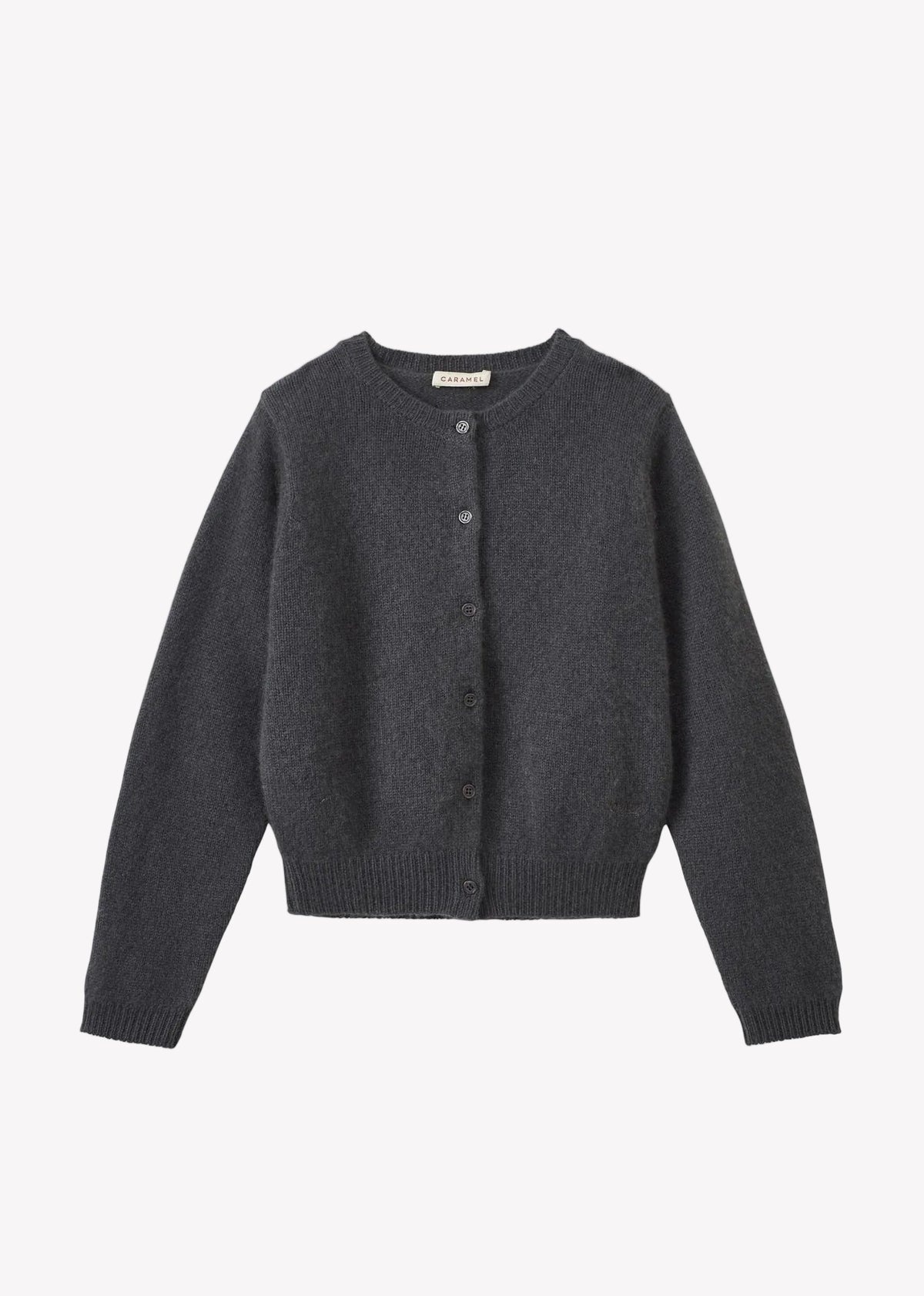 Rosa Cashmere Cardigan i Charcoal fra CARAMEL, forfra