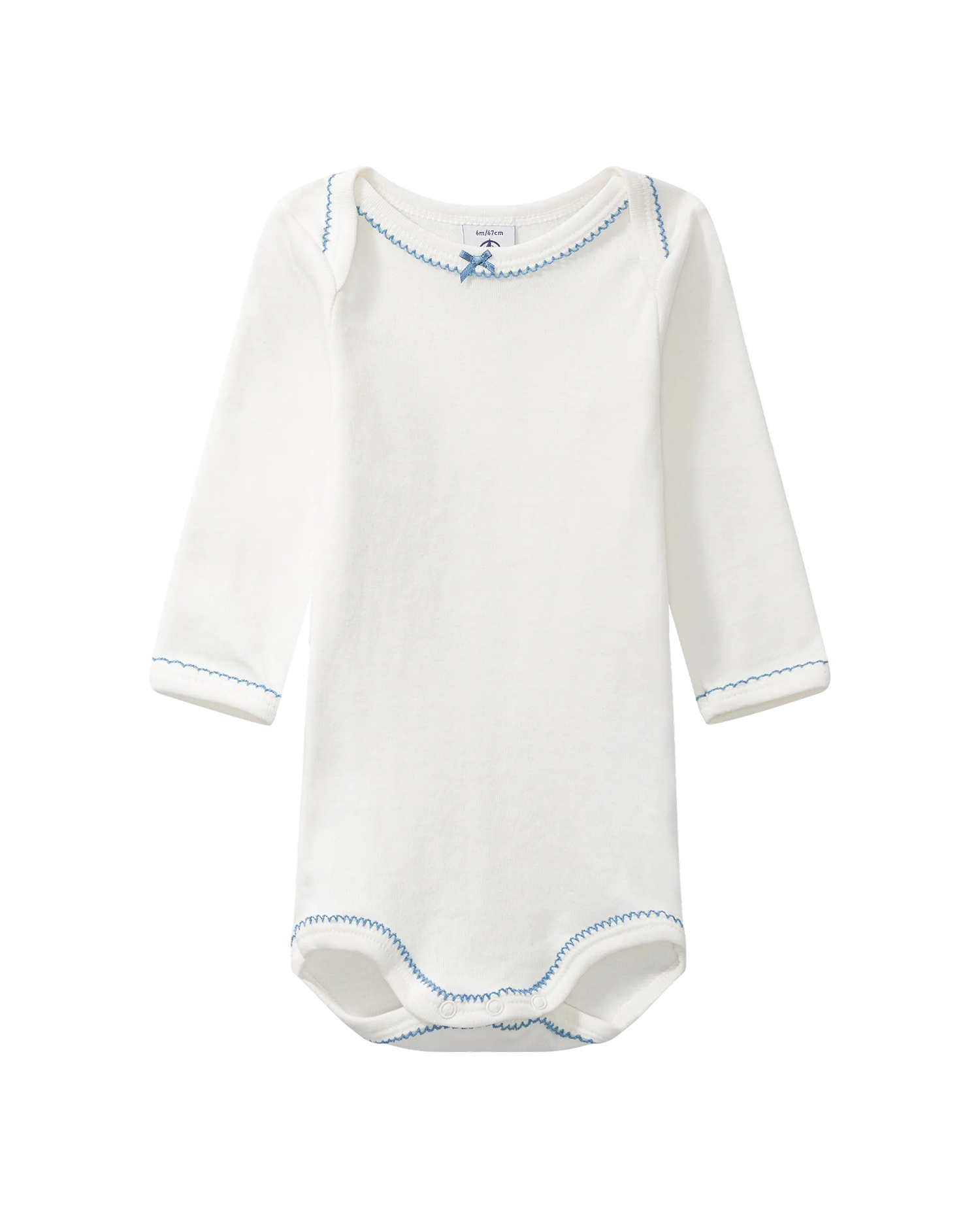 Langærmet body - blå kant
