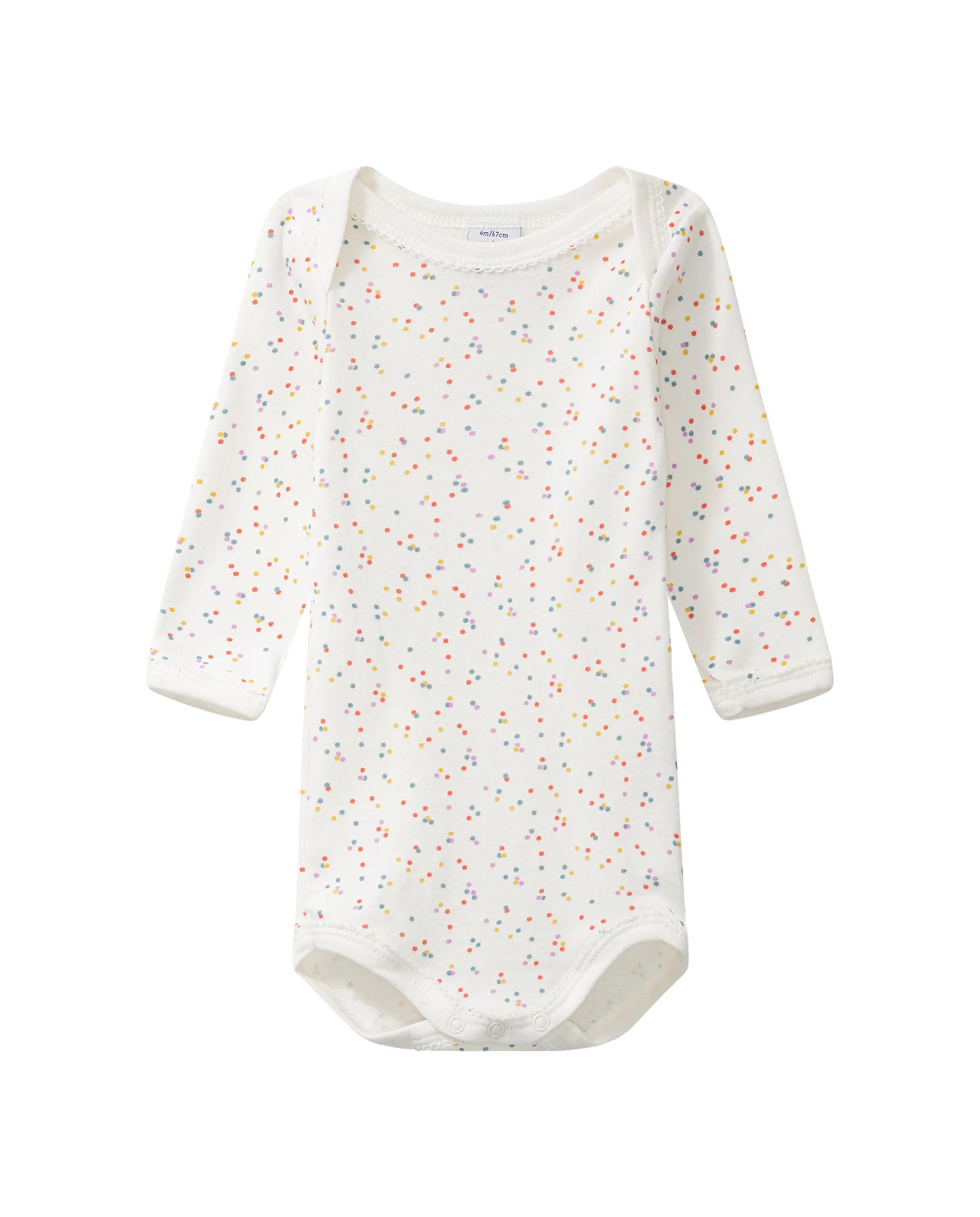 Langærmet body - multifarvet prikker