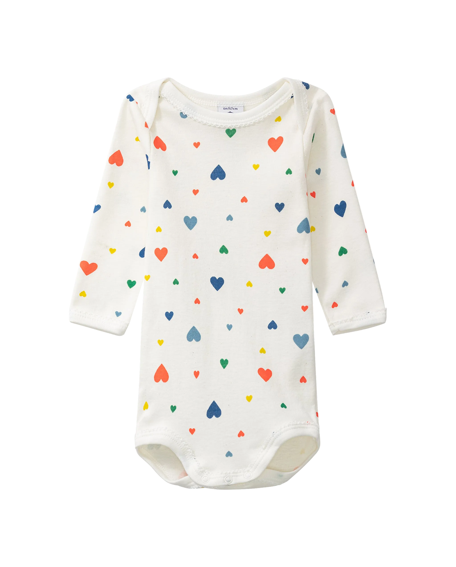 Langærmet body - multifarvet hjerter