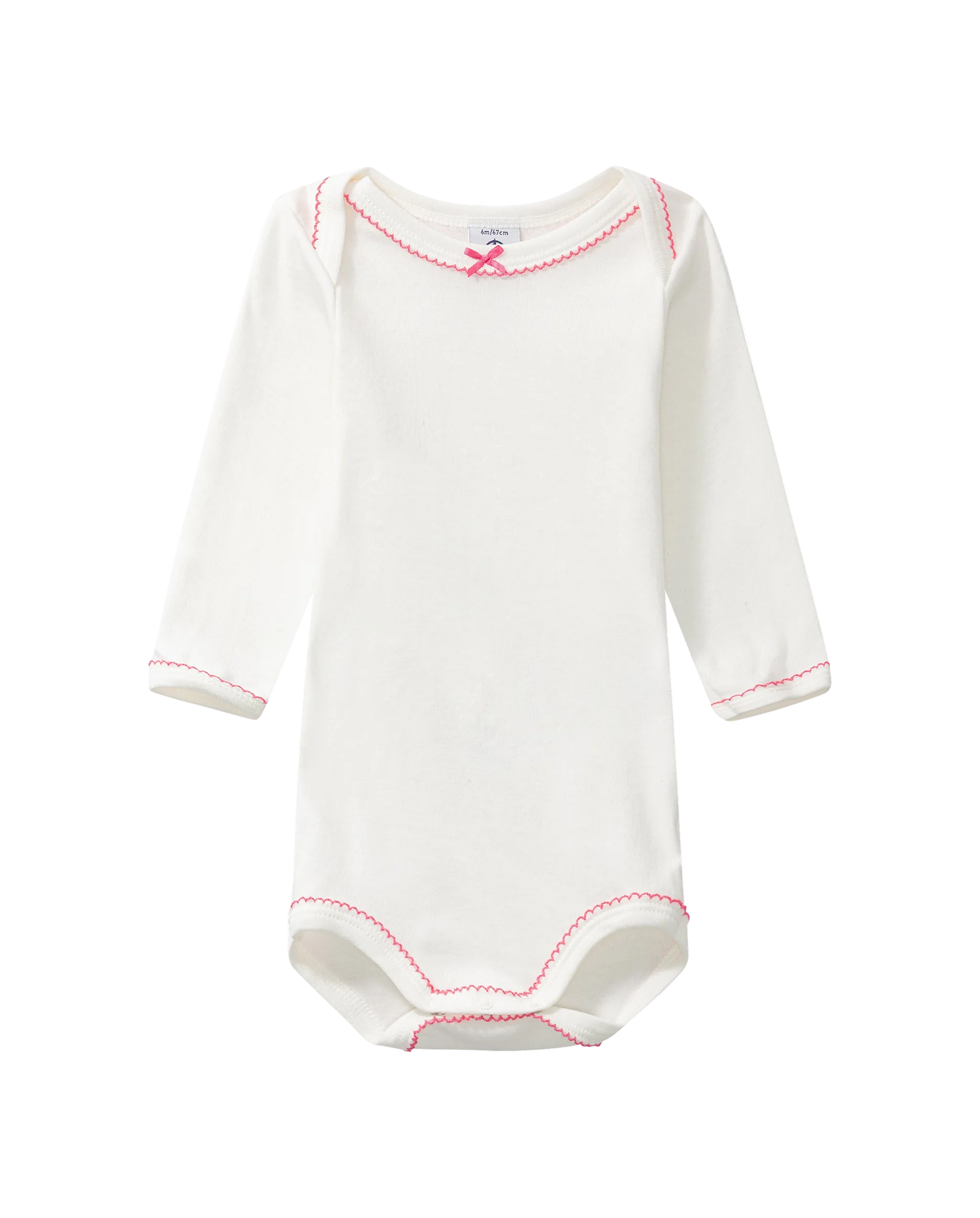 Langærmet body - lyserød kant