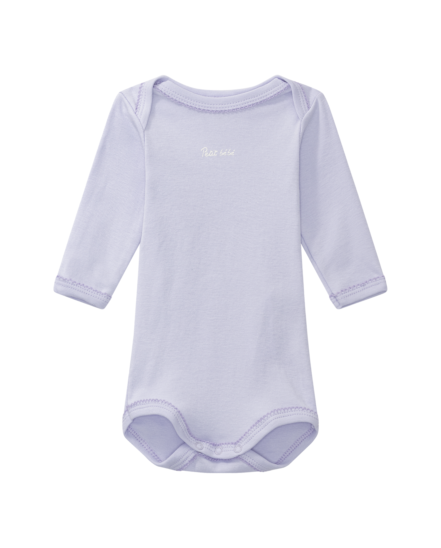 Long-sleeved bodysuit "bébé", lilac with trim