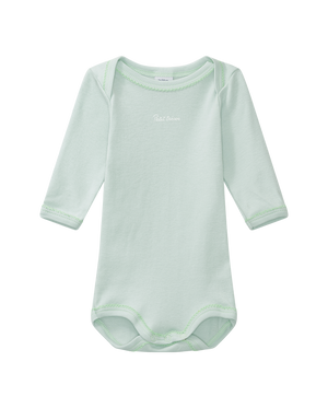Long-sleeved bodysuit "trésor", light green with trim