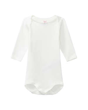 Long-sleeved bodysuit, pink with bow