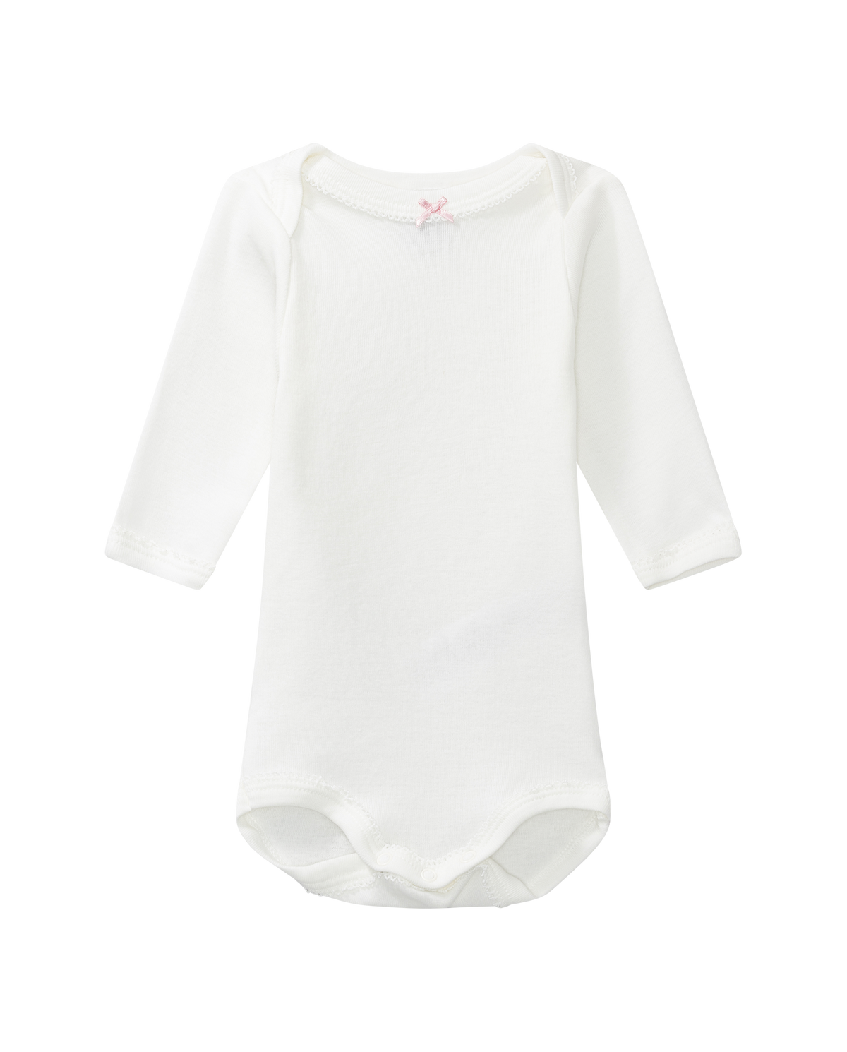 Long-sleeved bodysuit, pink with bow