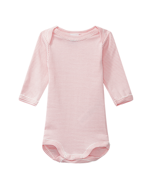 Long-sleeved bodysuit, pink stripe
