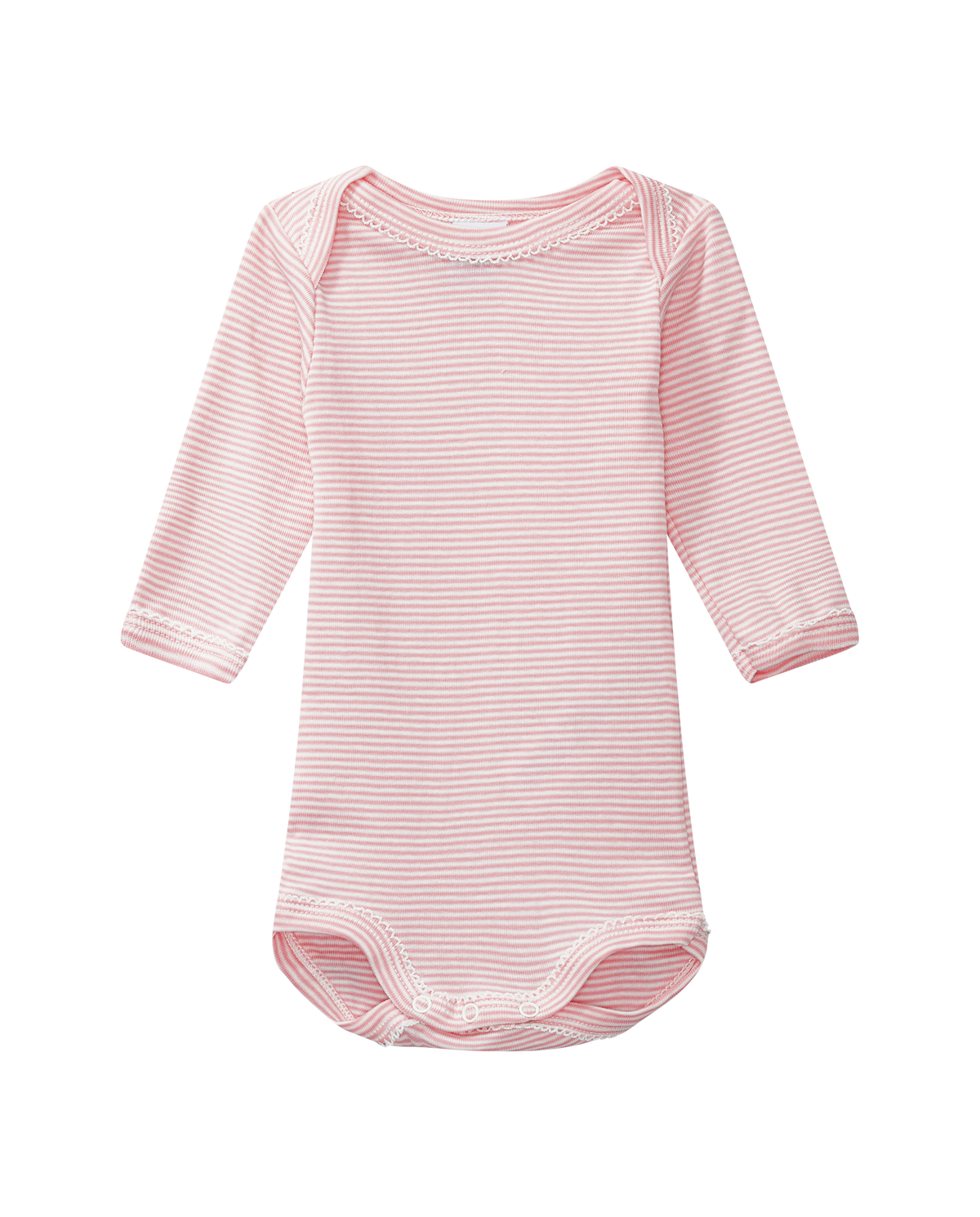 Long-sleeved bodysuit, pink stripe